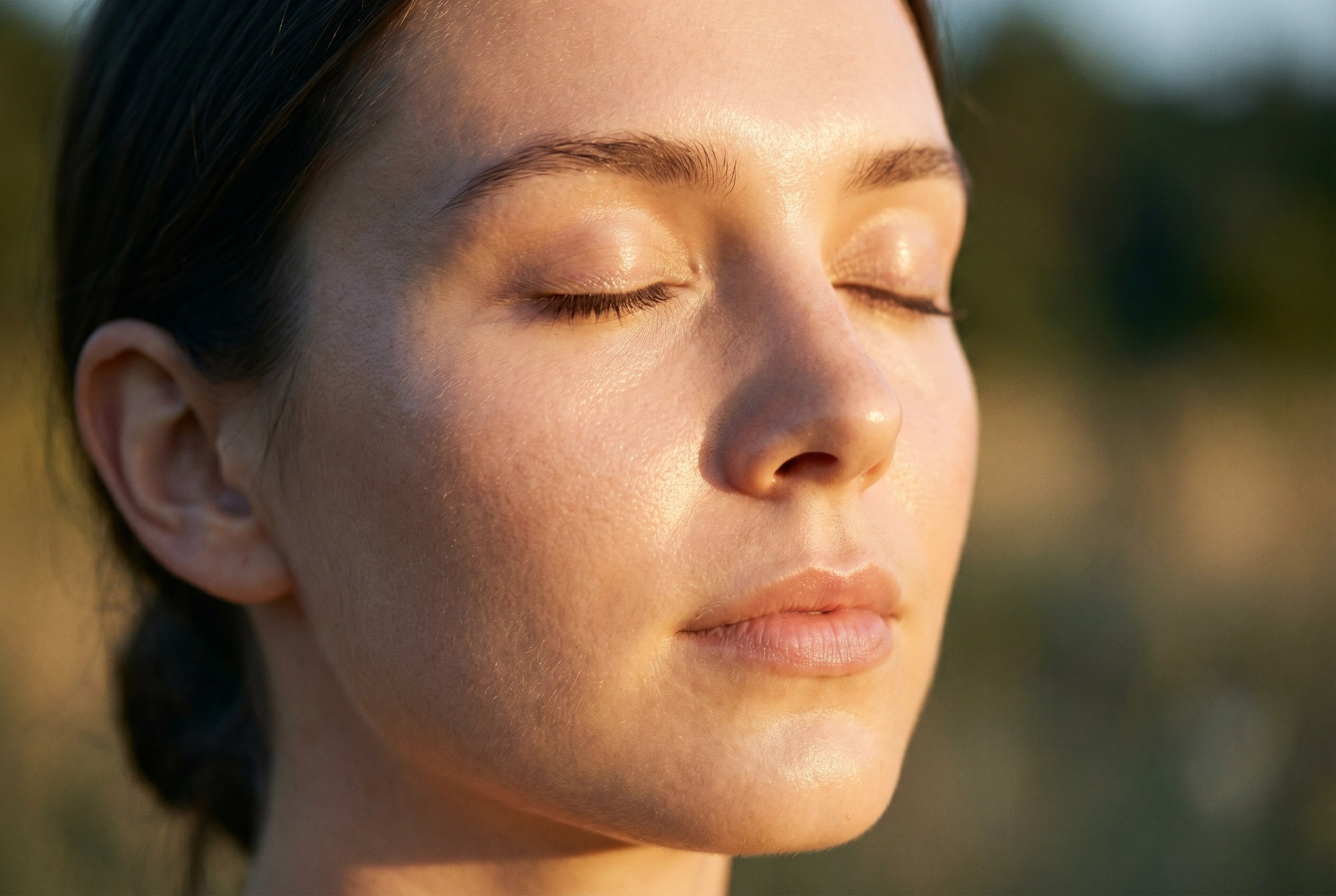 Woman enjoying morning wellness routine